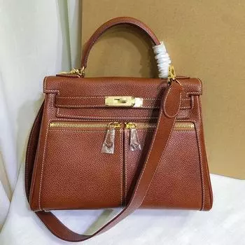 Высококачественная кожаная сумка-седло Fubao и новая кожаная сумка с пряжкой для поездок на работу и обратно 28x12x21cm коричневый