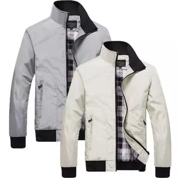 Высококачественная красивая мужская деловая повседневная куртка на весну и осень, однотонная модная без следа воротник-стойка M-4XL M чёрный