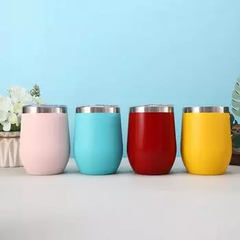 Высококачественная красочная кружка из нержавеющей стали с ручкой, чашка с ручкой на 12 унций, чашка из яичной скорлупы, U-образная вакуумная кружка 12oz синий