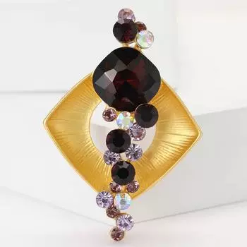 Высококачественная креативная квадратная брошь из сплава с золотыми стразами, изысканная ретро женская одежда, корсаж, ювелирные изделия, булавка