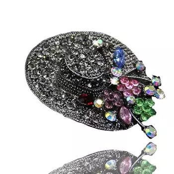 Высококачественная креативная ретро-брошь из сплава, цветной горный хрусталь, брошь-булавка в виде кошачьего глаза со стразами