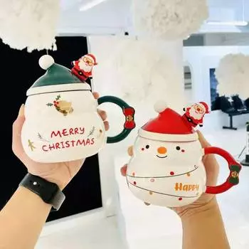 Высококачественная креативная рождественская кружка со снеговиком с крышкой и ложкой, рождественский подарок, кружка, кружка Дорки, кружка для пары