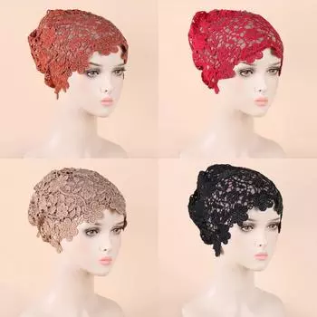 Высококачественная кружевная вышивка, тюрбан, головной убор, цветочный исламский головной убор, платок, летний праздничный хиджаб, кепка, женский головной убор One Size