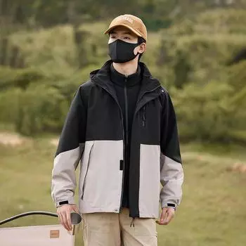 Высококачественная куртка для отдыха на природе для пар, комплект из двух предметов «три в одном», съемный капюшон, водонепроницаемая и ветрозащитная куртка, куртка для альпинизма S