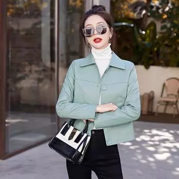 Высококачественная куртка из натуральной кожи для женщин, весна и осень, новая тонкая модная повседневная куртка высокого класса M