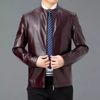 Высококачественная куртка из натуральной кожи на весну и осень, мужская куртка из овчины с воротником-стойкой, короткая облегающая повседневная куртка 170