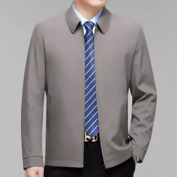 Высококачественная куртка из шелка тутового дерева, мужская куртка на весну и осень, топы для мужчин среднего возраста, повседневные куртки, топы для пап среднего возраста больших размеров 170