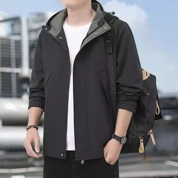 Высококачественная куртка мужская куртка осень и зима мужская простая модная универсальная деловая куртка для отдыха M чёрный