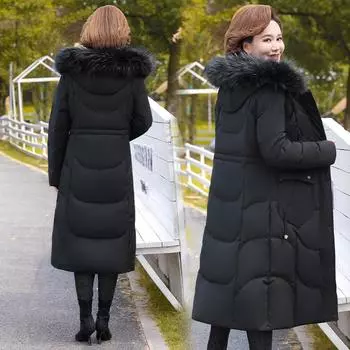 Высококачественная куртка-пуховик длиной до колена, зимняя новая теплая куртка для женщин среднего и пожилого возраста, популярная свободная и тонкая куртка-пуховик для женщин L