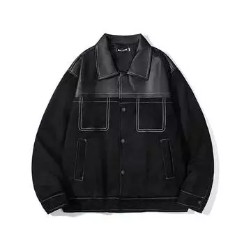 Высококачественная куртка с дизайном сращивания для мужчин, весна и осень, новый корейский стиль, модный бренд, повседневная красивая куртка с лацканами M