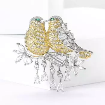 Высококачественная легкая роскошная медная циркониевая брошь в виде крыла сороки, элегантная темпераментная женская одежда, корсаж, ювелирные изделия, булавка