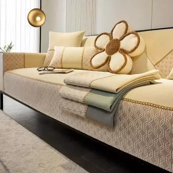 Высококачественная легкая роскошная подушка для дивана из шенилла, новый чехол для спинки в китайском стиле, универсальный противоскользящий защитный чехол Four Seasons Pillow Cover 30x50CM хаки
