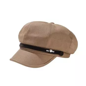 Высококачественная легкая роскошная шляпа с небольшим ароматом, восьмиугольная шляпа для женщин, темпераментная, универсальная, жемчужная, однотонная, ретро-шляпа для газетчика M56-58cm чёрный