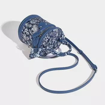 Высококачественная легкая роскошная вышитая сумка-сплайсинг, портативная, в стиле цилиндра, универсальная, модная, на одно плечо, косая сумка-спин синий