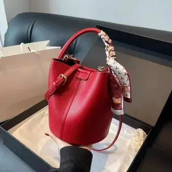 Высококачественная легкая роскошная женская сумка через плечо из искусственной кожи, универсальная сумка-ведро, модная сумка чёрный