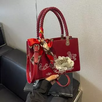 Высококачественная легкая сумка-тоут класса люкс Женская сумка с вышивкой диагональная сумка-тоут Сумка для женщины среднего возраста Сумка-тоут на одно плечо