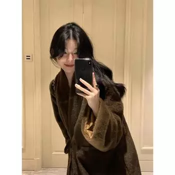 Высококачественная ленивая ветровка, теплая, экологичная, искусственная шуба из искусственного меха, женская зимняя, высокая, норковая, бархатная, длинная шуба S