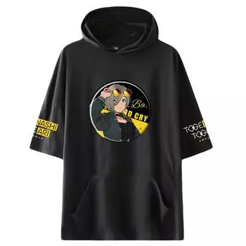 Высококачественная летняя мужская футболка с капюшоном GIRLS BAND CRY, уличная одежда, футболки с короткими рукавами, молодежная спортивная футболка свободного кроя для активного отдыха XS чёрный
