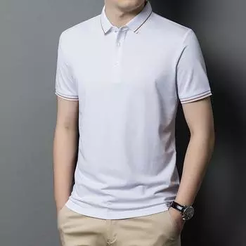 Высококачественная летняя мужская рубашка поло с лацканами, футболка с коротким рукавом, мужская корейская трендовая футболка с воротником, короткая рубашка с коротким рукавом M