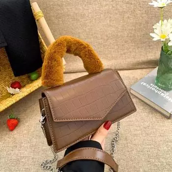 Высококачественная маленькая квадратная сумка для женщин коричневого цвета с каменным узором, сумка через плечо, новинка на осень и зиму