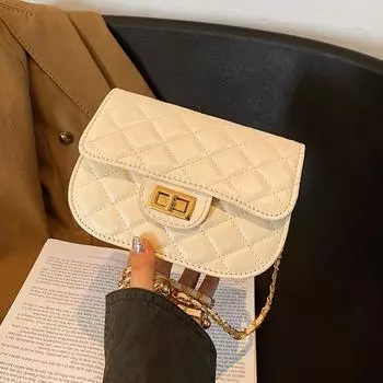 Высококачественная маленькая женская сумка 2024 года, новая модная женская сумка через плечо, сумка-мессенджер с цепочкой и текстурой в иностранном стиле белый