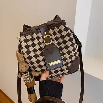 Высококачественная маленькая женская зимняя новая модная сумка-мессенджер вязаная нишевая женская сумка-ведро чёрный