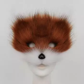 Высококачественная маска из искусственного меха лисы на половину лица, пушистая маска кошки, реалистичный легкий костюм для косплея на Хэллоуин черный белый