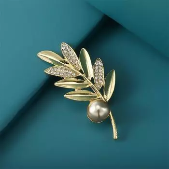 Высококачественная металлическая брошь со стразами, аксессуары для одежды, изысканный золотой корсаж, одежда, роскошная брошь из сплава в виде листа