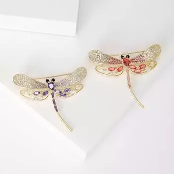 Высококачественная микро-инкрустированная медная циркониевая брошь в виде стрекозы, креативная легкая роскошная женская шаль для платья, корсаж, ювелирное украшение на булавке