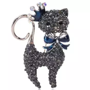 Высококачественная милая мультяшная изысканная брошь в виде котенка из сплава со стразами, модные аксессуары для одежды в стиле «атмосфера»