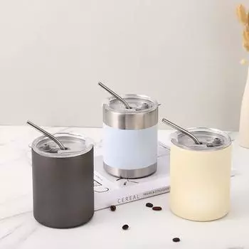 Высококачественная мини-кружка с соломенными чашками для студентов, чтобы пить воду и путешествовать, с портативными ручными чашками для автомобильных чашек. 320ml серый