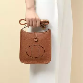 Высококачественная мини-сумка Evelyn Mini TC из натуральной кожи ручной работы с вощеной нитью + простая сумка-ведро на одно плечо 17x5.5x18cm золотисто-коричневый