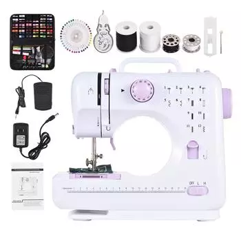 Высококачественная многофункциональная бытовая швейная машина, регулируемая 2-скоростная педаль со светодиодной подсветкой, 12 стежков EU Plug