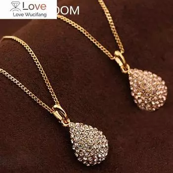 Высококачественная модная бижутерия для женщин, ожерелья, подвески, хрустальное золото - цветное ожерелье с подвеской в виде капли воды золотой