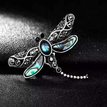Высококачественная модная изысканная брошь из дикой ракушки, шелковая пряжка для шарфа в виде стрекозы