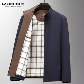 Высококачественная модная куртка, деловая мужская блузка с воротником-стойкой, весна-осень 2023, новое повседневное пальто, мужская одежда 170