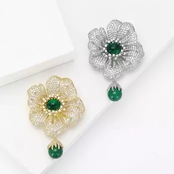 Высококачественная модная легкая роскошная микро-инкрустированная медная циркониевая брошь-бегония в стиле ретро, элегантная женская одежда, брошь-булавка