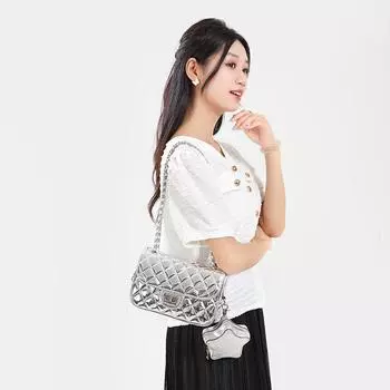 Высококачественная модная маленькая ароматная сумка с бриллиантовой цепочкой, женская, с ярким дизайном лица, на одно плечо, маленькая квадратная сумка через плечо чёрный