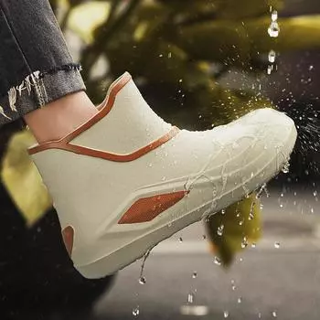 Высококачественная модная непромокаемая обувь для повара, мужские и женские резиновые сапоги, водная обувь для дождливого дня 36 бежевый