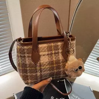 Высококачественная модная простая портативная сумка-ведро для женщин, модная иностранная универсальная клетчатая сумка-мессенджер для женщин