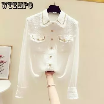 Высококачественная модная рубашка с дизайном Sense для небольшой толпы, весенне-осенняя женская рубашка S чёрный