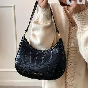 Высококачественная модная сумка через плечо на одно плечо, зимняя, новая, с каменным узором, текстура, полумесяц, сумка для подмышек, ретро-сумка для поездок на работу