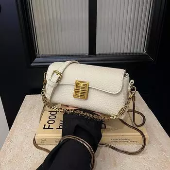 Высококачественная модная сумка для поездок на работу, маленькая квадратная сумка 2024 года, новая универсальная сумка через плечо с узором личи, сумка-мессенджер