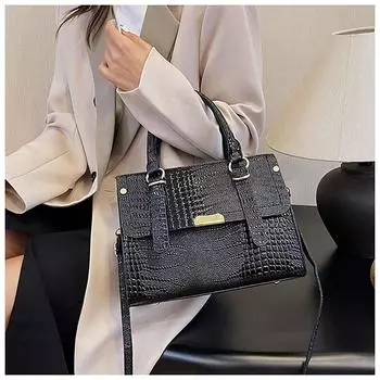 Высококачественная модная сумка-тоут из кожи личи Design Sense, повседневная сумка через плечо большой вместимости, женская квадратная сумка через плечо (20cm<Max Length<30cm)