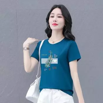 Высококачественная модная женская футболка-пуловер из хлопка с коротким рукавом 3XL