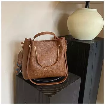 Высококачественная модная женская сумка из кожи личи, новая большая вместительная сумка через плечо на одно плечо, повседневная сумка-тоут для поездок на работу (20cm<Max Length<30cm)