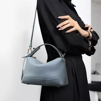 Высококачественная модная женская сумка из натуральной кожи, простая и элегантная сумка через плечо на одно плечо синий