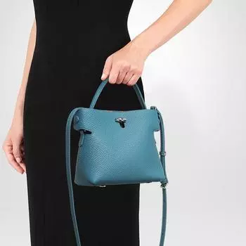 Высококачественная модная женская сумка из натуральной кожи, простая и элегантная сумка через плечо на одно плечо синий