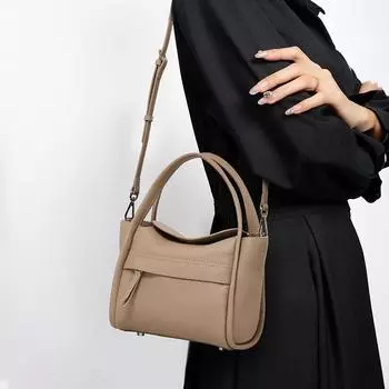 Высококачественная модная женская сумка из натуральной кожи, простая и элегантная сумка через плечо на одно плечо серый