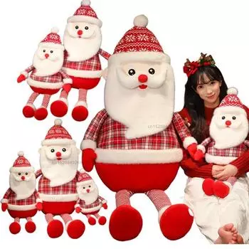 Высококачественная мягкая игрушка Санта-Клауса размером 70-150 см, плюшевые подарочные куклы, супермягкая подушка, мультяшный декор для домашней вечеринки, рождественские подарки для детей about 70cm